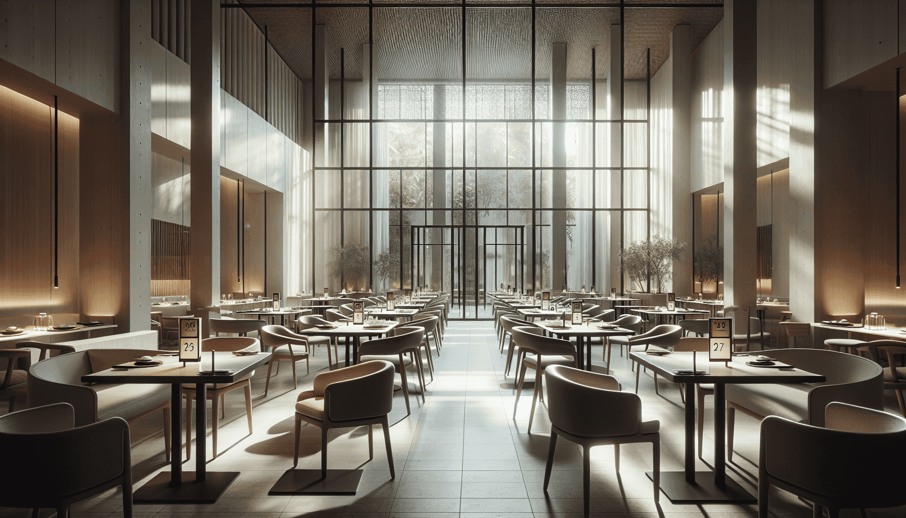 Modern indoor dining area with reserved tables